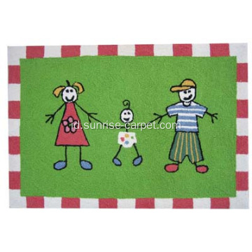 Hand hooked carpet dengan desain anak-anak